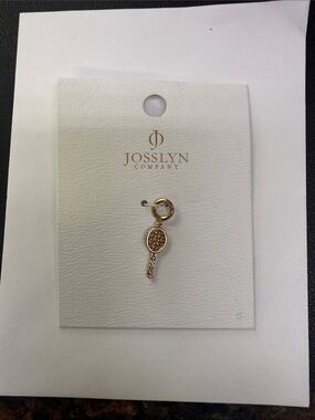 Gold Tennis Racket Charm Pendant